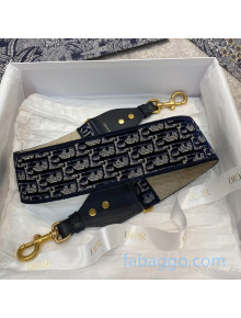 Dior Shoulder Strap in Blue Oblique Embroidered Velvet 2020