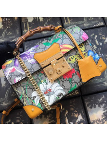 Gucci Padlock GG Flora Small Bamboo Shoulder Bag ‎603221 Yellow 2019