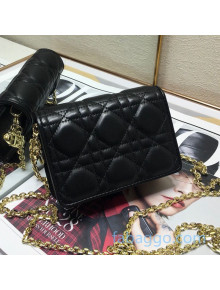 Dior Lady Dior Nano Pouch Clutch with Chain in Black Cannage Calfskin 2020