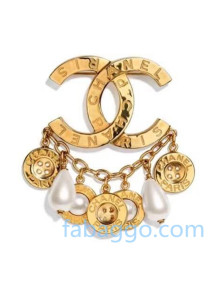 Chanel Button Chain Brooch AB4453 Gold 2020