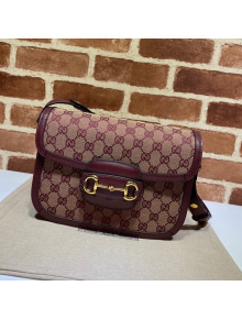 Gucci Horsebit 1955 GG Canvas Small Bag 602204 Beige/Burgundy 2021