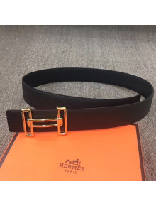 Hermes Width 3.8cm Calfskin Reversible Saddle 38 Belt Black 2020