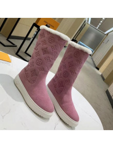 Louis Vuitton Breezy Flat Mid-High Boots in Pink Monogram Suede 2020 