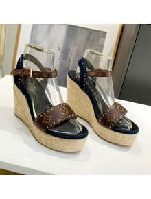 Louis Vuitton Coastline Wedge Sandal in Studded Canvas and Suede 2021