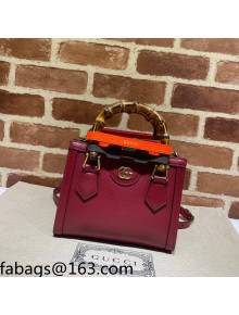 Gucci Diana Leather Mini Tote Bag 655661 Dark Red 2021