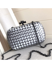 Bottega Veneta Silk Chain Knot Intreccio Impero Clutch Silver 2019