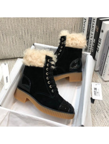 Chanel Suede Fur Short Boots Black 2020