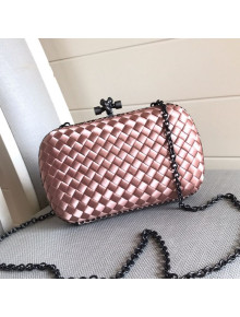 Bottega Veneta Silk Chain Knot Intreccio Impero Clutch Pink 2019