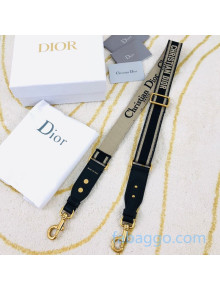 Dior Adjustable Shoulder Strap in Black 'Christian Dior' Embroidery 2020