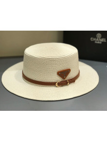 Prada Straw Wide brim Hat White 2021 P12