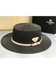 Prada Straw Wide brim Hat Black/White 2021 P11