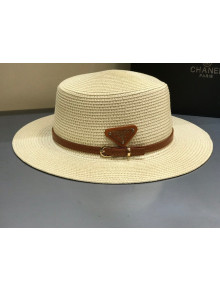 Prada Straw Wide brim Hat Cream White 2021 P13