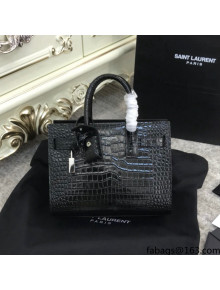 Saint Laurent Classic Nano Sac De Jour Bag in Embossed Crocodile Leather Black 2021