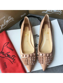 Christian Louboutin Studs Patent Calfskin Flats Nude 2018