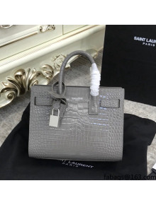 Saint Laurent Classic Nano Sac De Jour Bag in Embossed Crocodile Leather Grey 2021