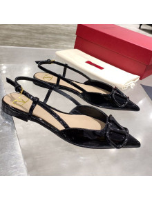 Valentino VLogo One-Tone Patent Leather Slingback Ballet Flat Black 2021