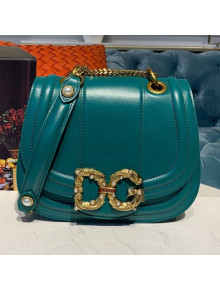 Dolce Gabbana DG Amore Calfskin Saddle Shoulder Bag Green 2019