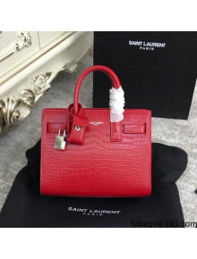 Saint Laurent Classic Nano Sac De Jour Bag in Embossed Crocodile Leather Red 2021