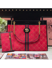 Gucci GG Velvet Rajah Large Tote 537219 Red 2019