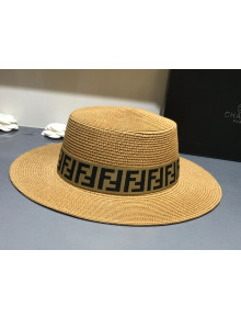 Fendi Straw Wide Brim Hat Khaki F14 2021