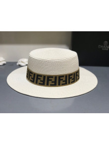 Fendi Straw Wide Brim Hat White F11 2021