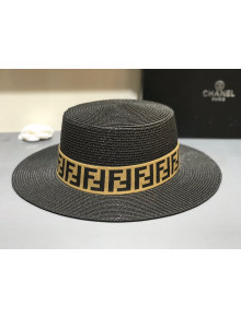 Fendi Straw Wide Brim Hat Black F12 2021