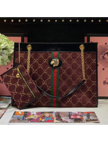 Gucci GG Velvet Rajah Large Tote 537219 Brown 2019