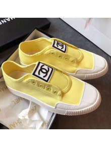 Chanel CC Label Fabric Sneakers Yellow 2019