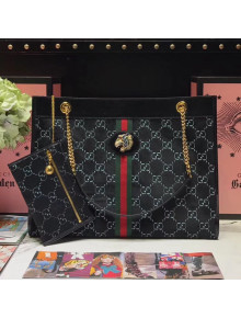 Gucci GG Velvet Rajah Large Tote 537219 Black 2019