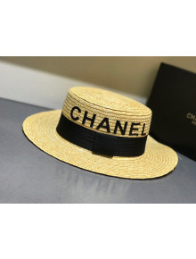 Chanel Straw Wide Brim Hat Beige C41 2021