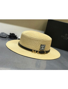 Chanel Straw Wide Brim Hat Beige C47 2021