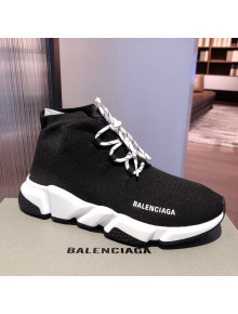 Balenciaga Speed Knit Sock Lace-up Boot Sneaker Black/White 2021 01 ( For Women and Men)