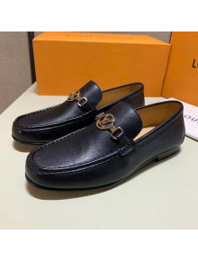 Louis Vuitton Men's Stitching Calfskin LV Circle Buckle Loafers Black 2019