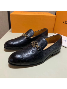 Louis Vuitton Men's Monogram Empreinte Leather LV Circle Buckle Loafers Black 2019