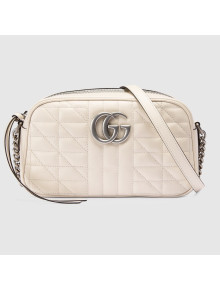 Gucci GG Marmont Geometric Leather Small Shoulder Bag 447632 White 2021