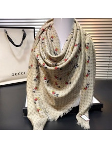 Gucci Disney x Gucci Mickey Mouse Cashmere Scarf 140x140cm Grey 2020