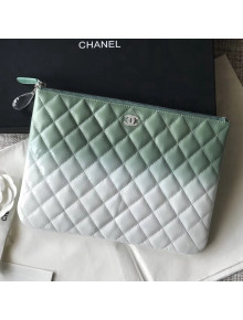 Chanel Patent Leather & Calfskin & Resin Logo and Drop Pouch Green/White 2018