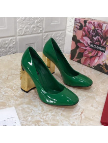 Dolce & Gabbana DG Patent Leather Pumps 6.5/10.5cm Green/Gold 2021 111344