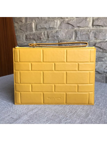 Bottega Veneta Men's Small Pouch in Geometric Padded Nappa Leather Yellow 2019