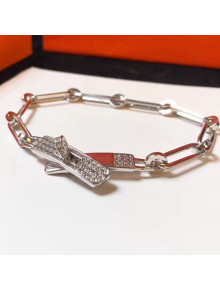 Hermes Kelly Crystal Bracelet Silver 2019