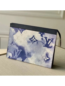 Louis Vuitton Pochette Voyage MM Pouch in Monogram Watercolor Blue Canvas M80460 2021