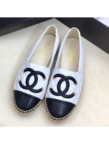 Chanel Quilted Leather CC Classic Espadrilles White/Black 2019