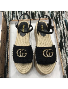 Gucci Knit Platform Espadrille Sandal Black 2019