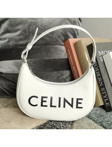 Celine Ava Hobo Bag in Smooth Calfskin with Celine Print White 2021