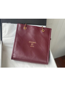 Chanel Calfskin Medium Shopping Bag AS2753 Burgundy 2021 TOP