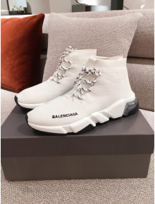 Balenciaga Speed Knit Sock Lace-up Boot Sneaker White 2021 15 ( For Women and Men)