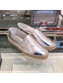 Chanel CC Laminated Leather Espadrilles G29762 Silver 2019