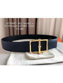 Hermes Batonnet Belt Buckle & Reversible Leather 38mm Blue/Gold 2021