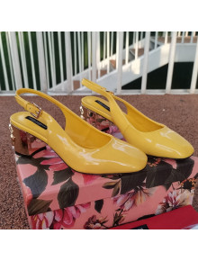 Dolce & Gabbana DG Patent Leather Slingback Pumps 6.5cm Yellow/Gold 2021 