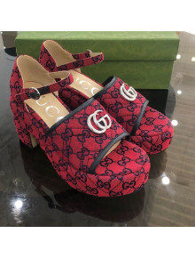 Gucci Chevron Lambskin Platform Sandals Red 9cm 2021 11